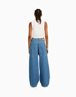 BERSHKA Jean 90’s Rave super baggy Bleu lavé Store