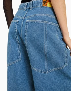 BERSHKA Jean 90’s super baggy Bleu lavé Cheap