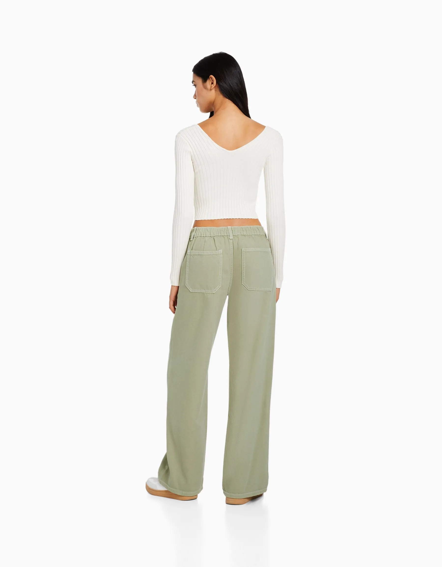 BERSHKA Jean 90’s taille élastique poches Bleu lavé Store