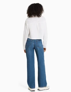 BERSHKA Jean 90’s wide déchiré Bleu Fashion