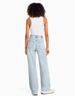 BERSHKA Jean 90’s wide déchiré Bleu Online