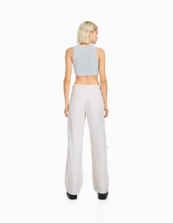 BERSHKA Jean 90’s wide leg déchiré Bleu Clearance