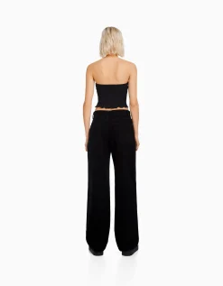 BERSHKA Jean 90’s wide leg déchiré Bleu Cheap