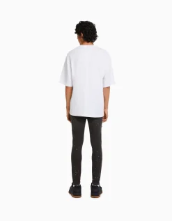BERSHKA Jean skinny déchirures taches de peinture Bleu lavé Cheap