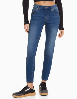 BERSHKA Jean skinny push up Bleu Discount