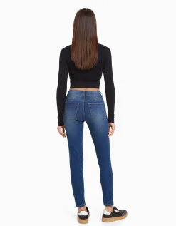 BERSHKA Jean skinny push up Bleu Discount