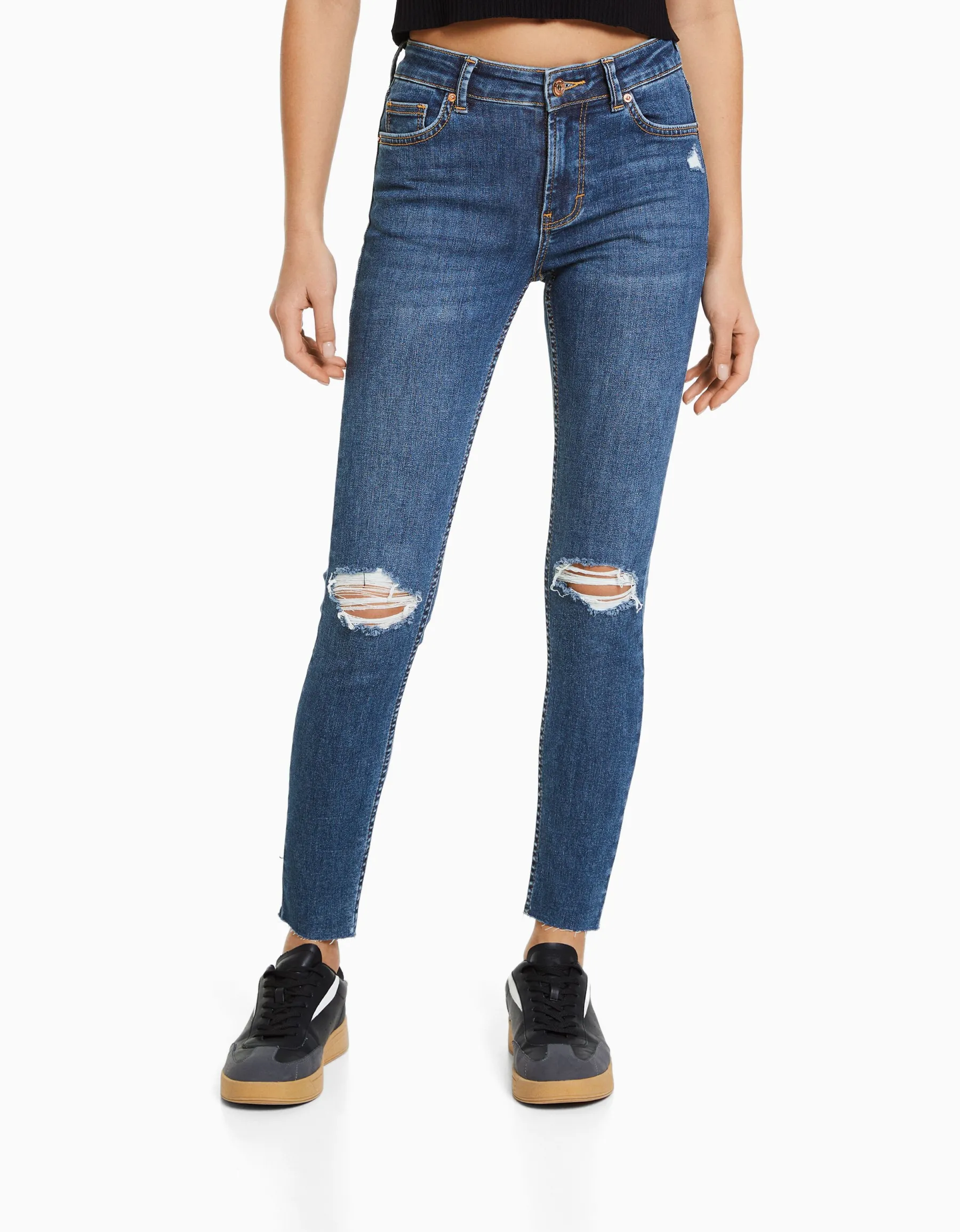 BERSHKA Jean skinny taille basse vintage Bleu Best Sale
