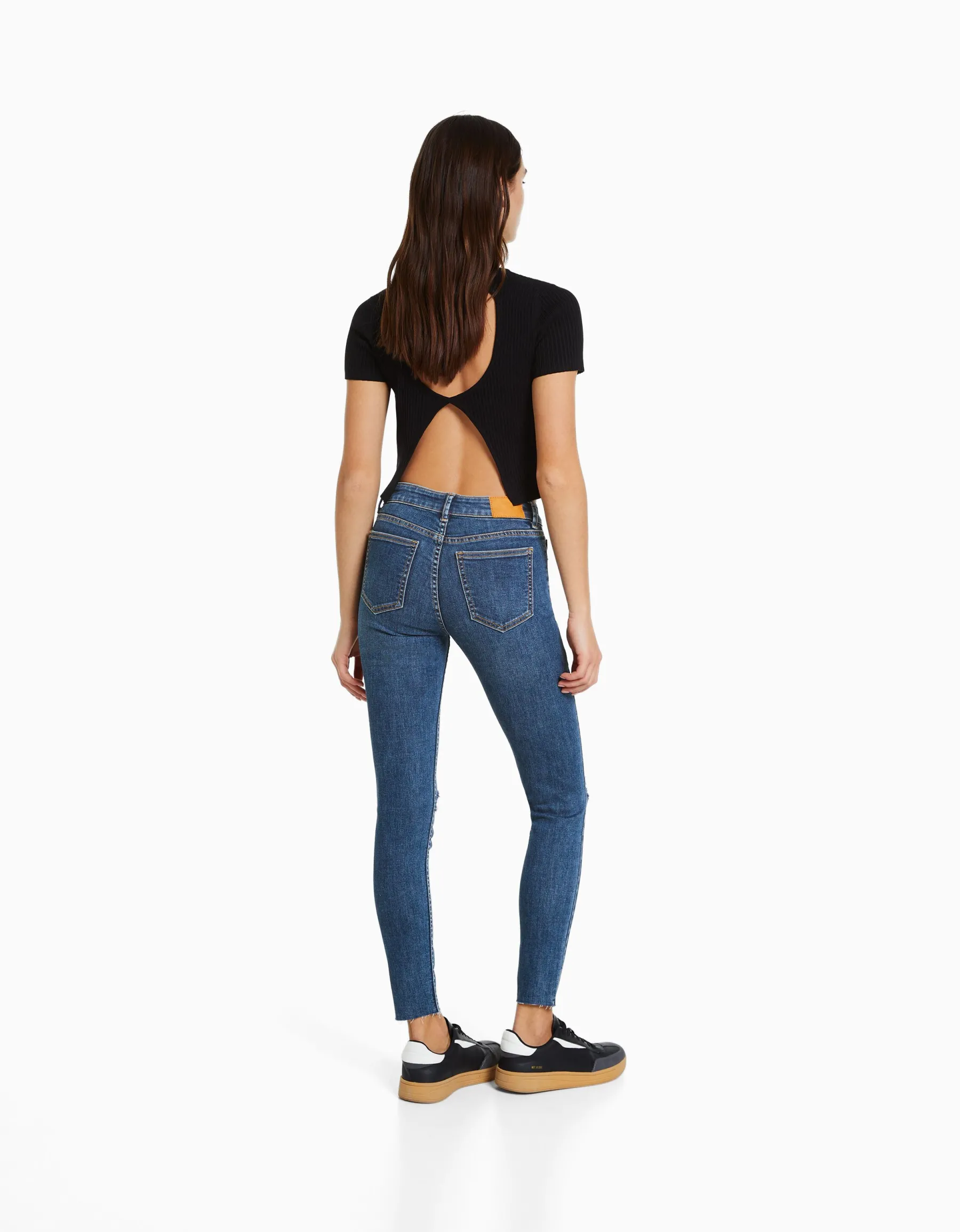 BERSHKA Jean skinny taille basse vintage Bleu Best Sale
