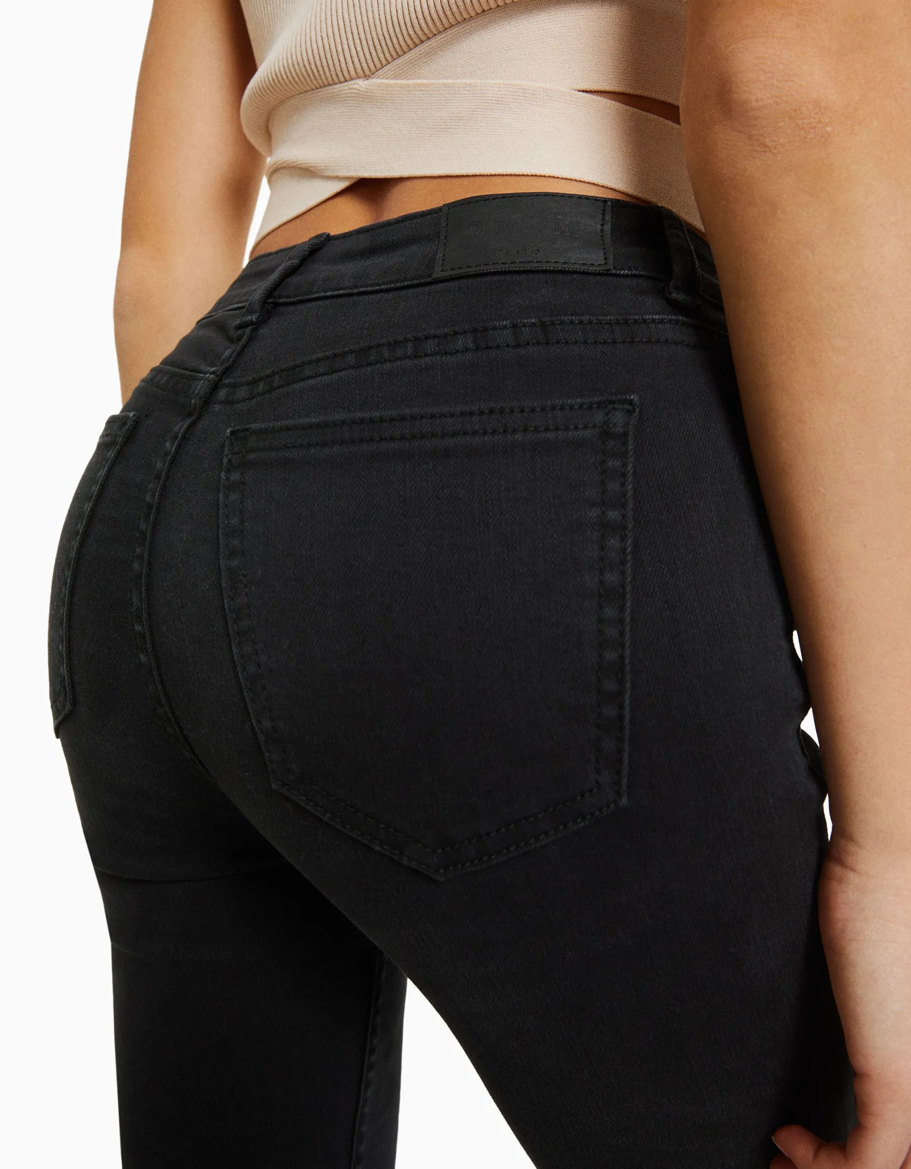 BERSHKA Jean skinny taille basse vintage Bleu Fashion
