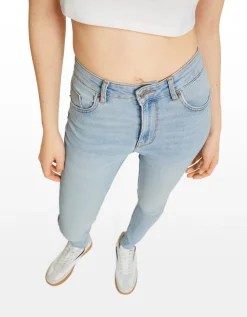 BERSHKA Jean skinny taille haute Bleu Cheap