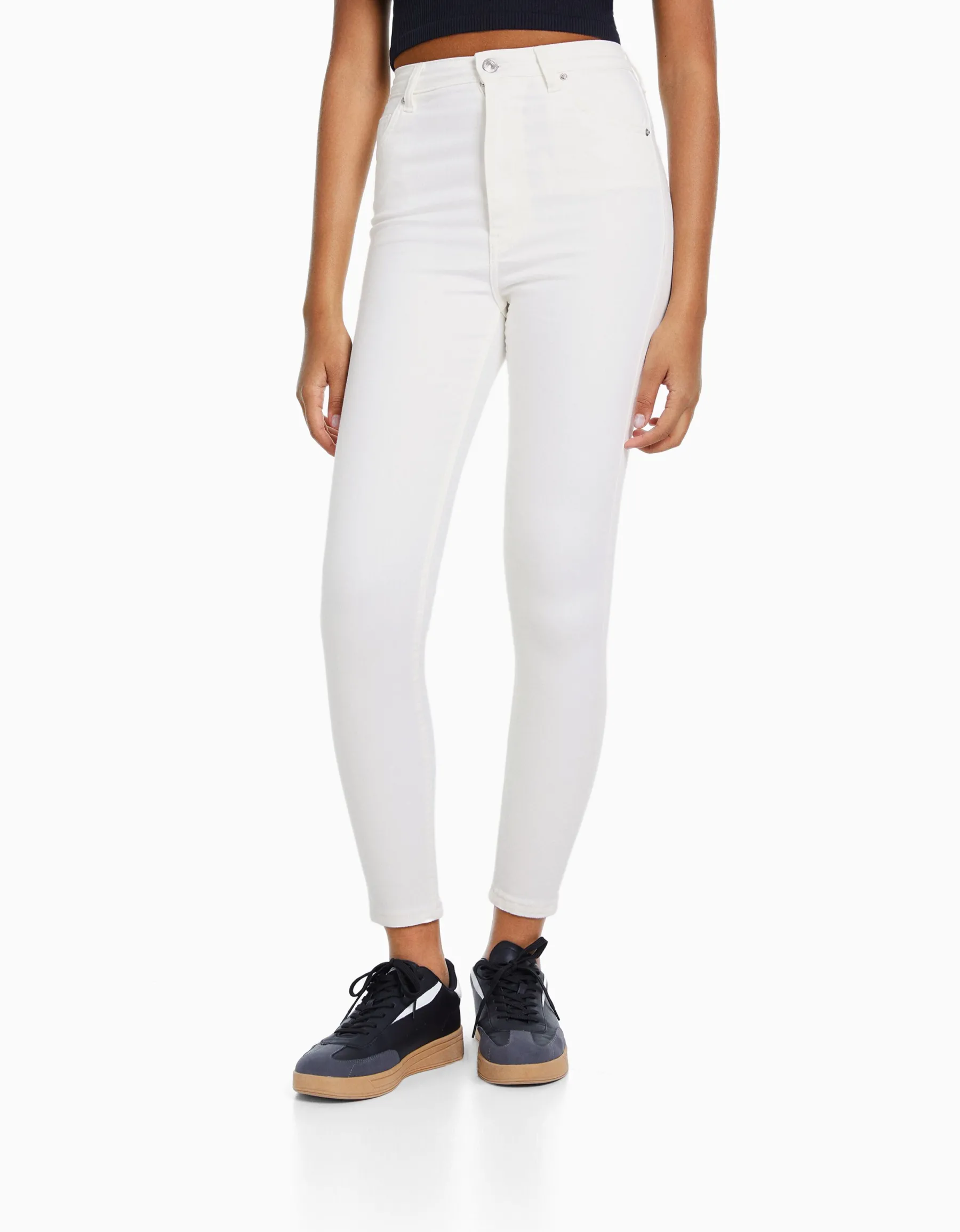 BERSHKA Jean skinny taille très haute Bleu Best