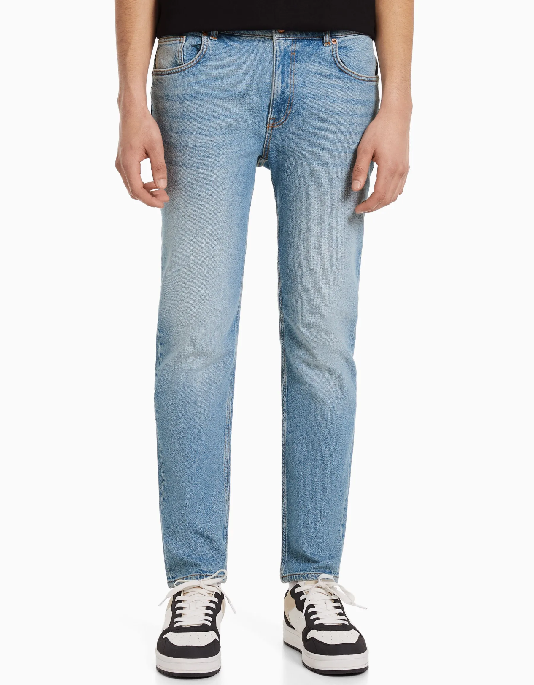 BERSHKA Jean slim Bleu lavé Cheap