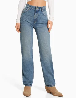 BERSHKA Jean straight Bleu clair Flash Sale
