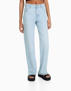 BERSHKA Jean straight Bleu clair Best Sale