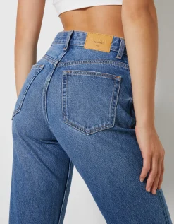BERSHKA Jean straight Bleu Discount