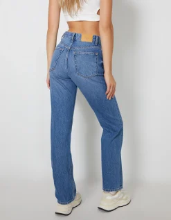 BERSHKA Jean straight Bleu Outlet