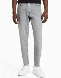 BERSHKA Jean straight style vintage Bleu Flash Sale