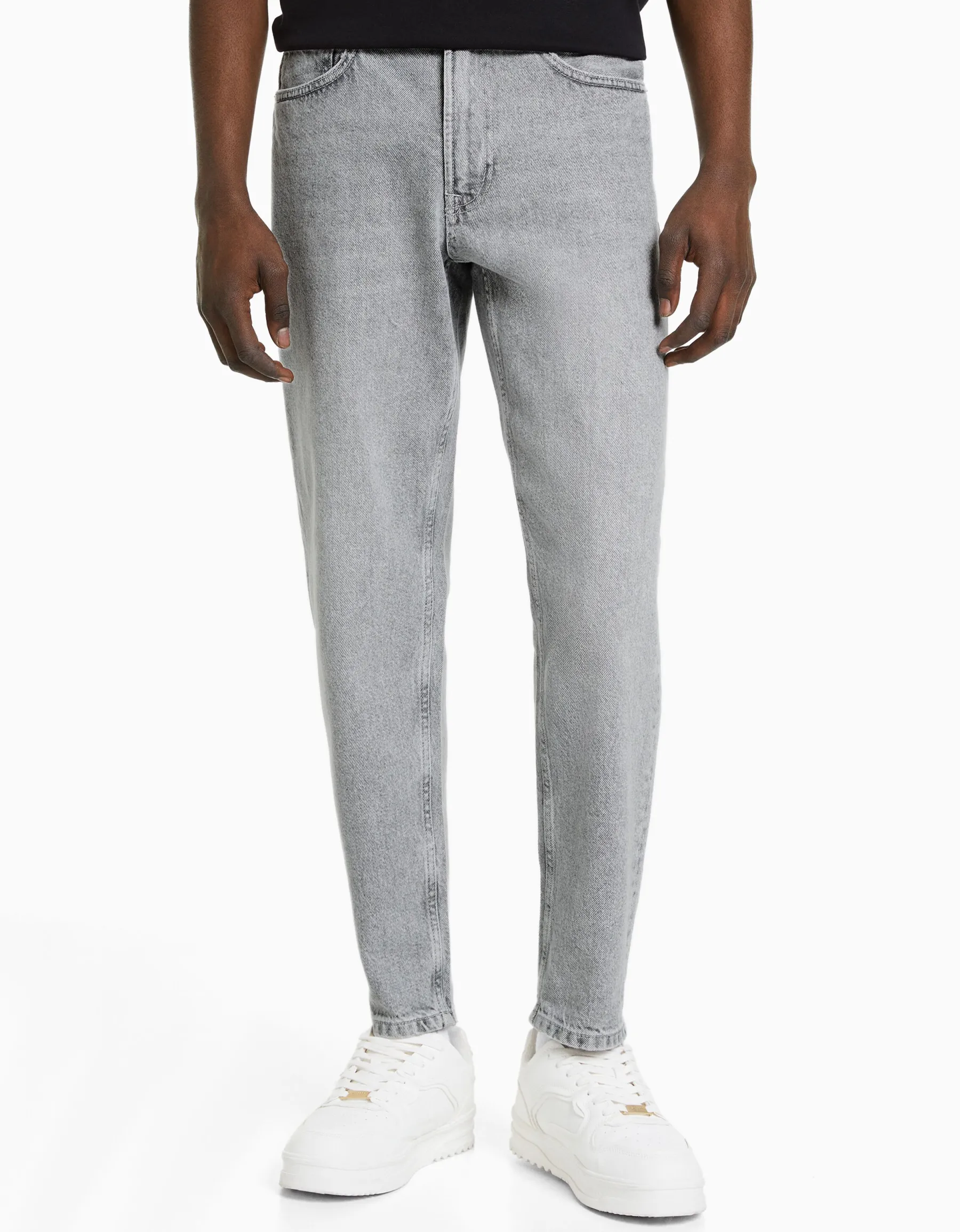 BERSHKA Jean straight style vintage Bleu Flash Sale