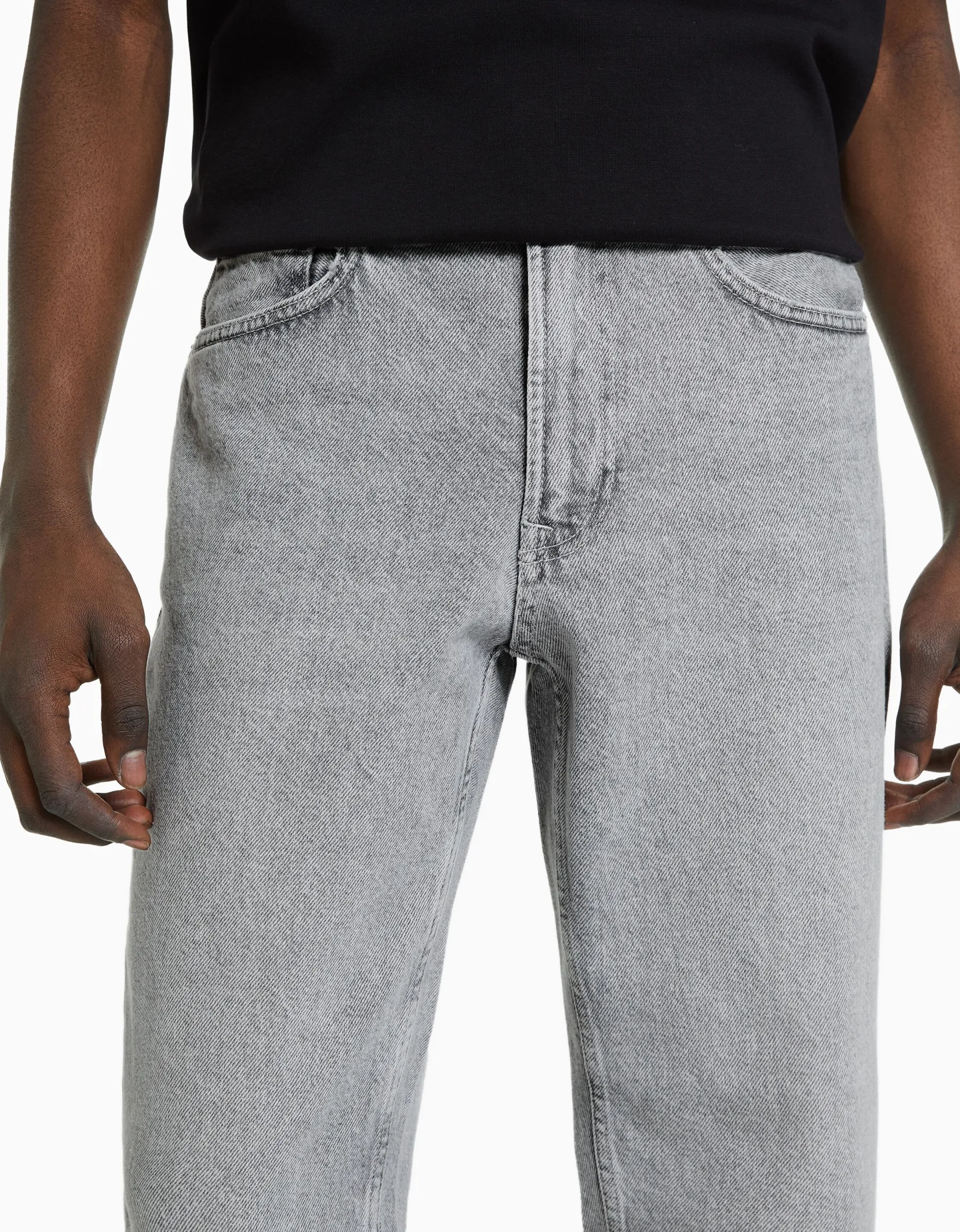 BERSHKA Jean straight style vintage Bleu Flash Sale
