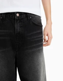 BERSHKA Jean super baggy effet usé Noir Sale