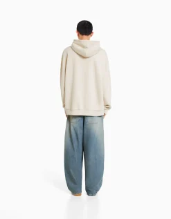 BERSHKA Jean wide skate Bleu lavé Outlet