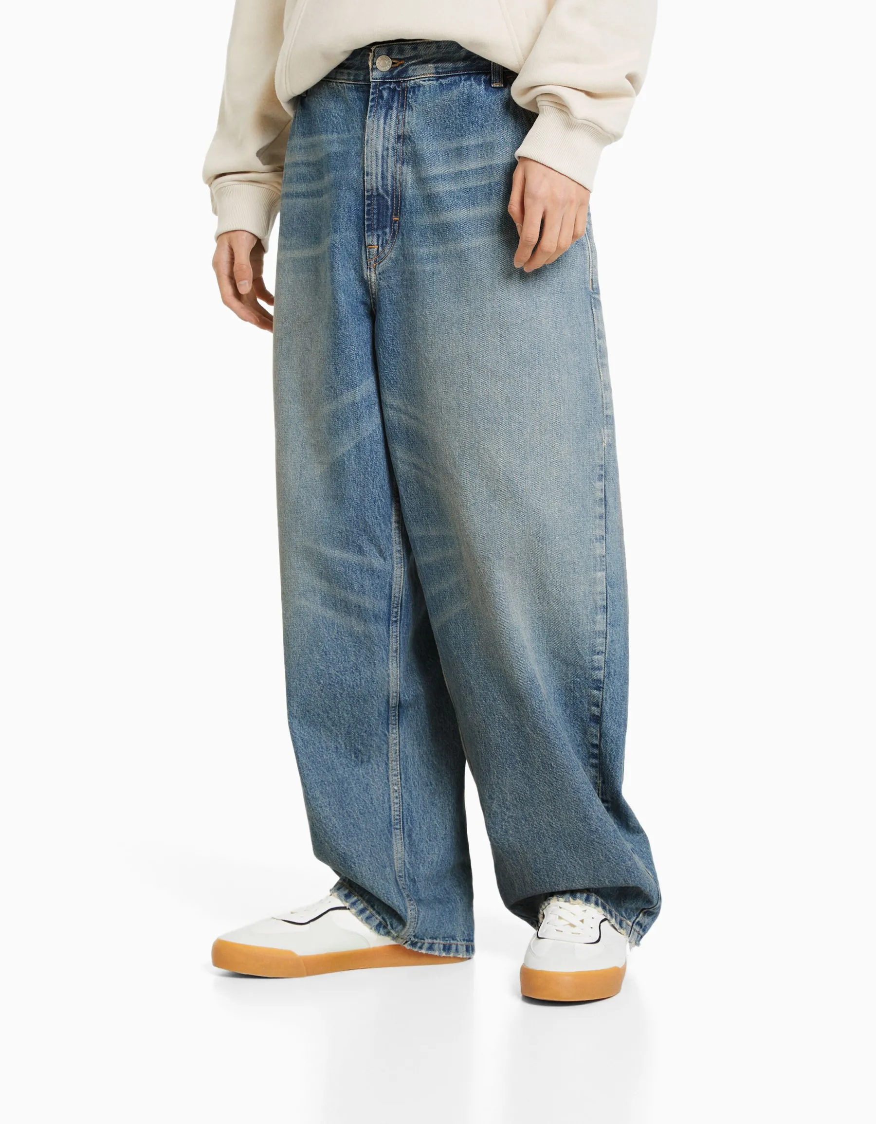 BERSHKA Jean wide skate Bleu lavé Shop