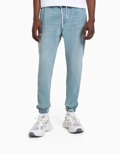 BERSHKA Jeans jogger Bleu lavé Hot