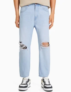 BERSHKA Jeans loose déchirés Blanc Fashion