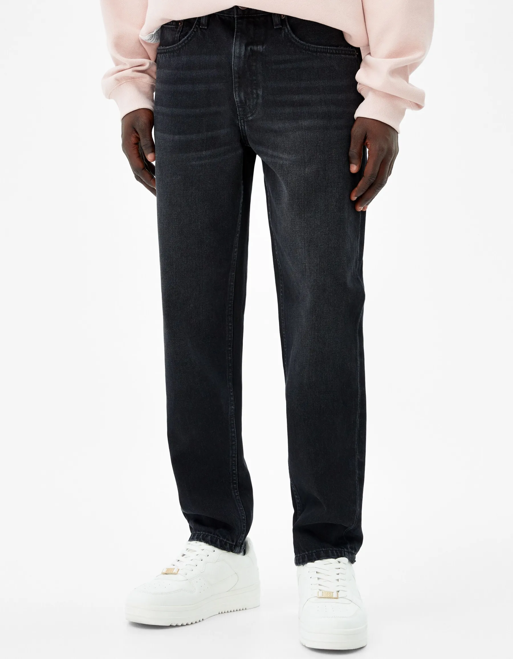 BERSHKA Jeans straight vintage Noir Sale