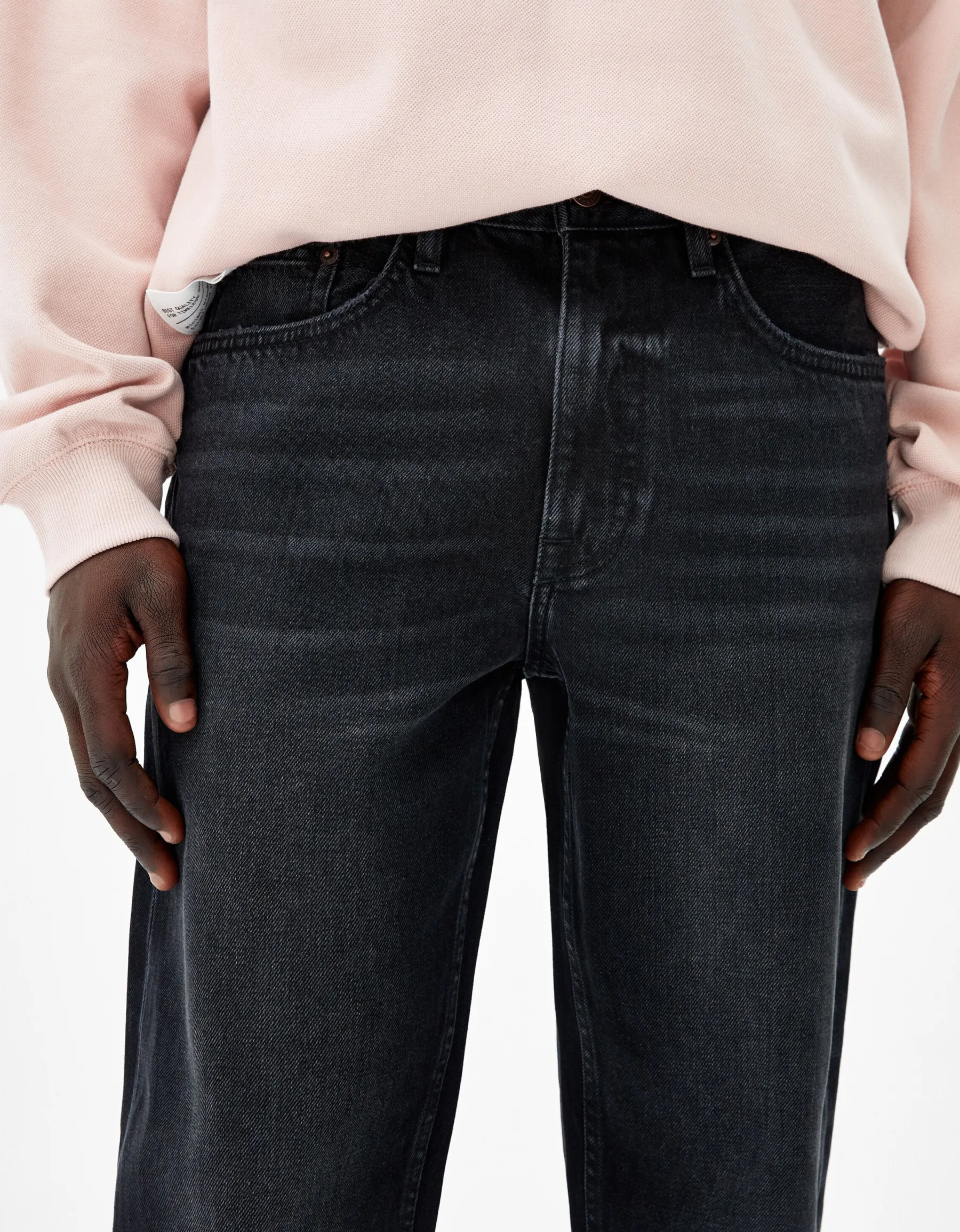 BERSHKA Jeans straight vintage Noir Sale