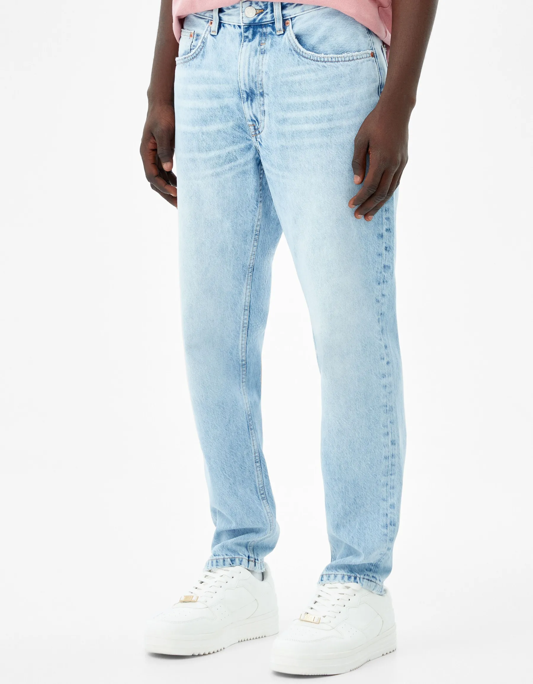 BERSHKA Jeans straight vintage Bleu clair Cheap