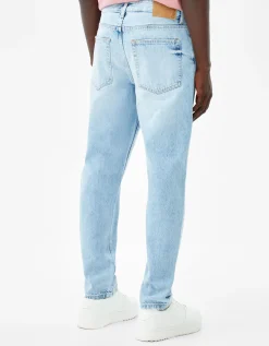 BERSHKA Jeans straight vintage Bleu clair Cheap