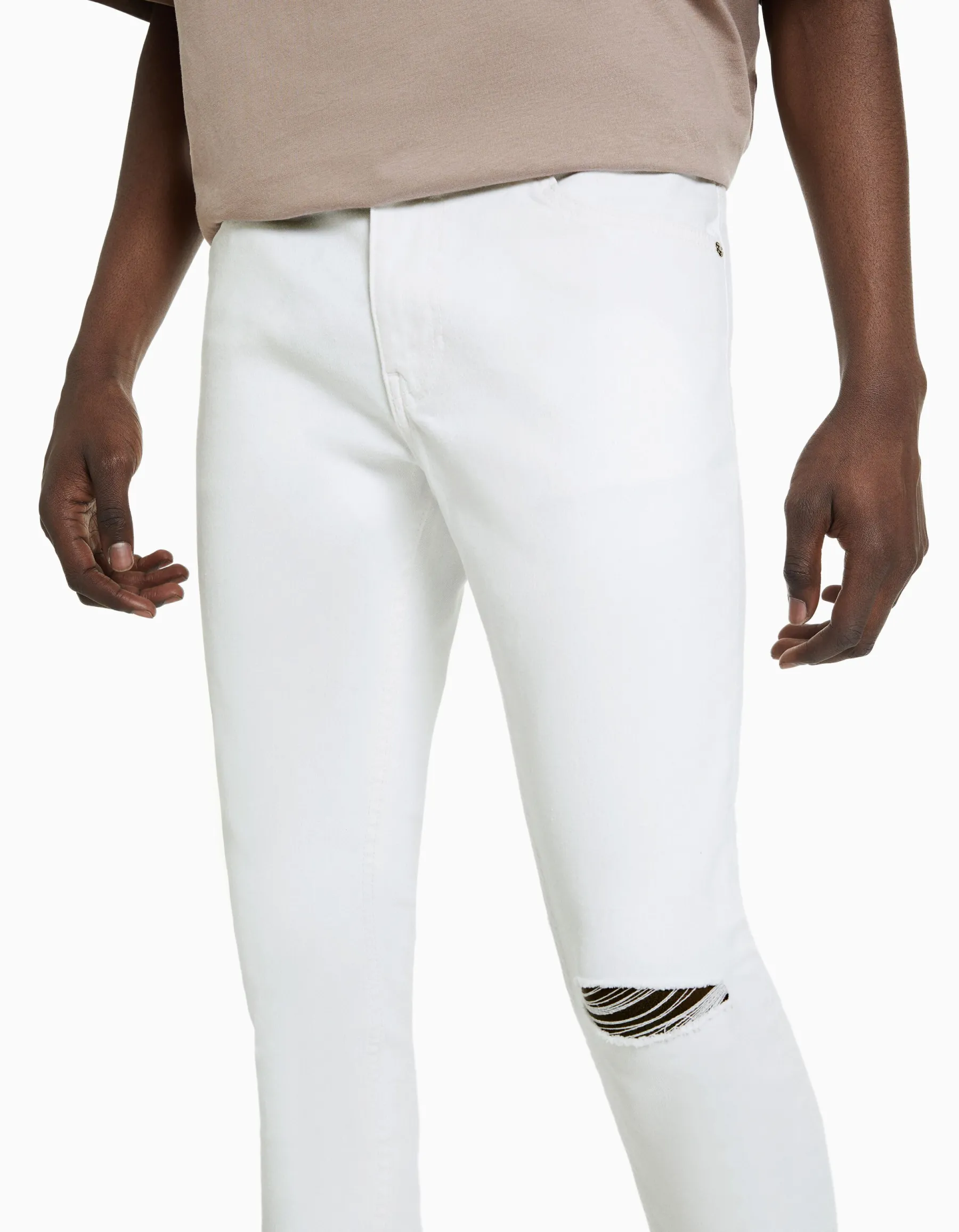 BERSHKA Jeans super skinny Blanc Best