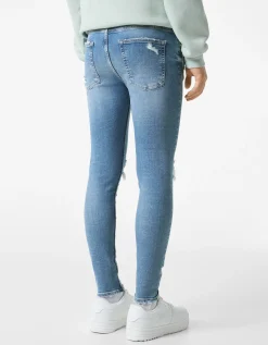 BERSHKA Jeans super skinny déchirés Bleu lavé Best Sale