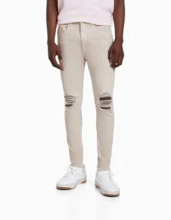 BERSHKA Jeans super skinny déchirés Blanc Online