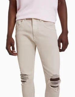 BERSHKA Jeans super skinny déchirés Blanc Online