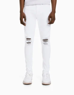 BERSHKA Jeans super skinny déchirés Blanc New