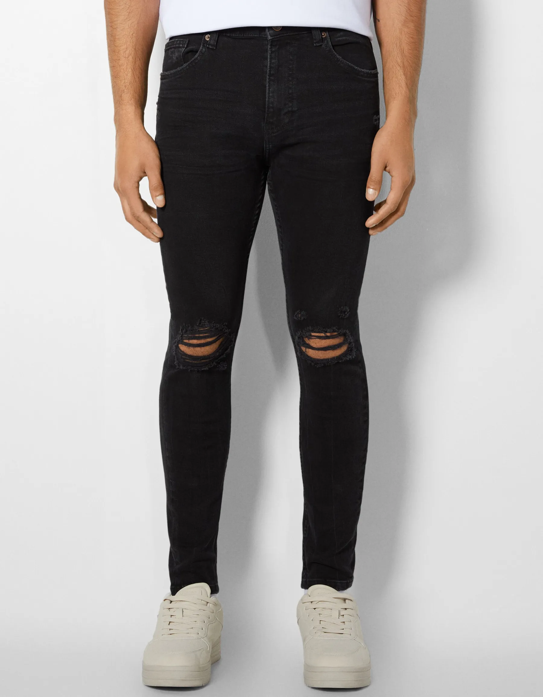 BERSHKA Jeans super skinny déchirés Bleu Shop