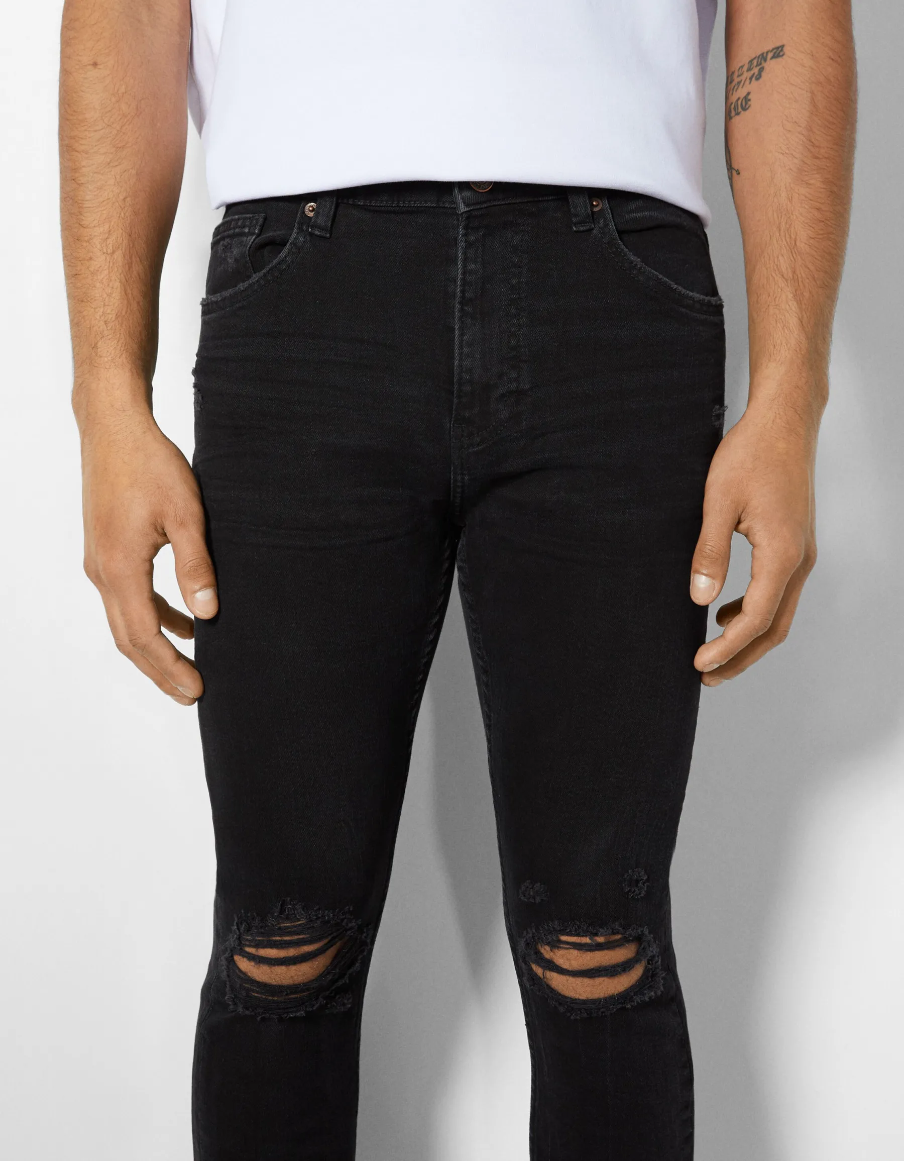 BERSHKA Jeans super skinny déchirés Bleu Shop