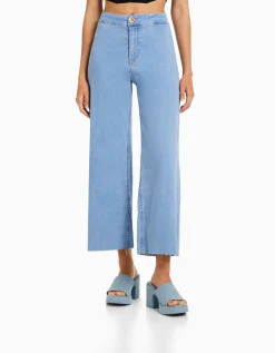 BERSHKA Jupe-culotte jean Bleu Flash Sale