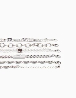 BERSHKA Lot 5 bracelets perles Blanc Best Sale