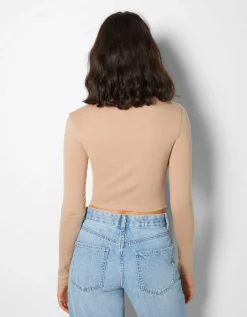 BERSHKA Lot 2 tops manches longues col montant Multicouleur Best Sale