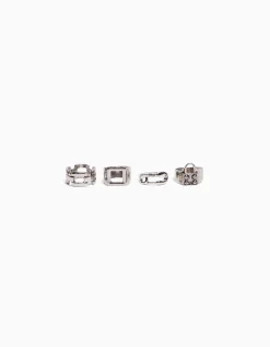 BERSHKA Lot 4 bagues cadenas chaîne Argent Fashion