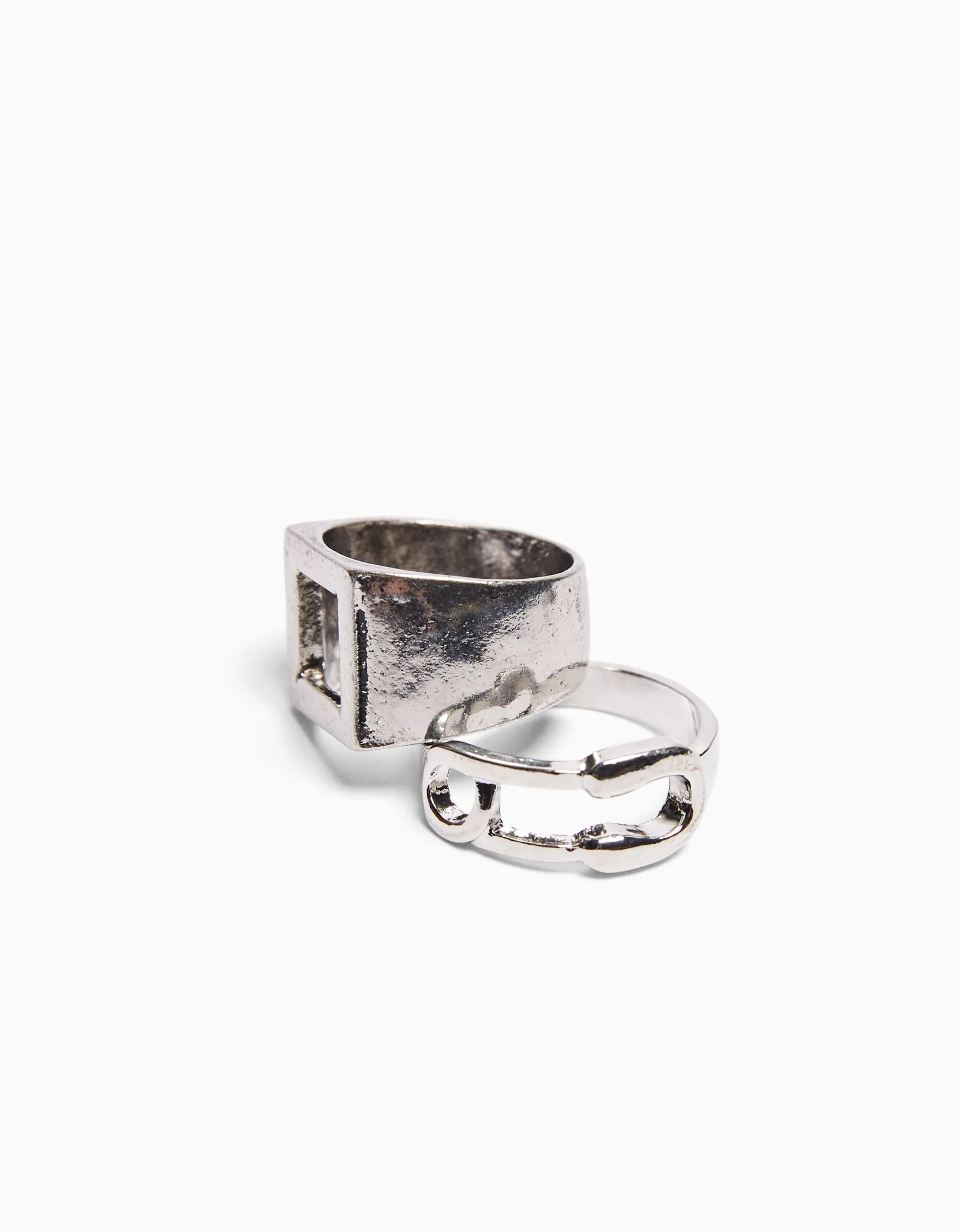 BERSHKA Lot 4 bagues cadenas chaîne Argent Fashion
