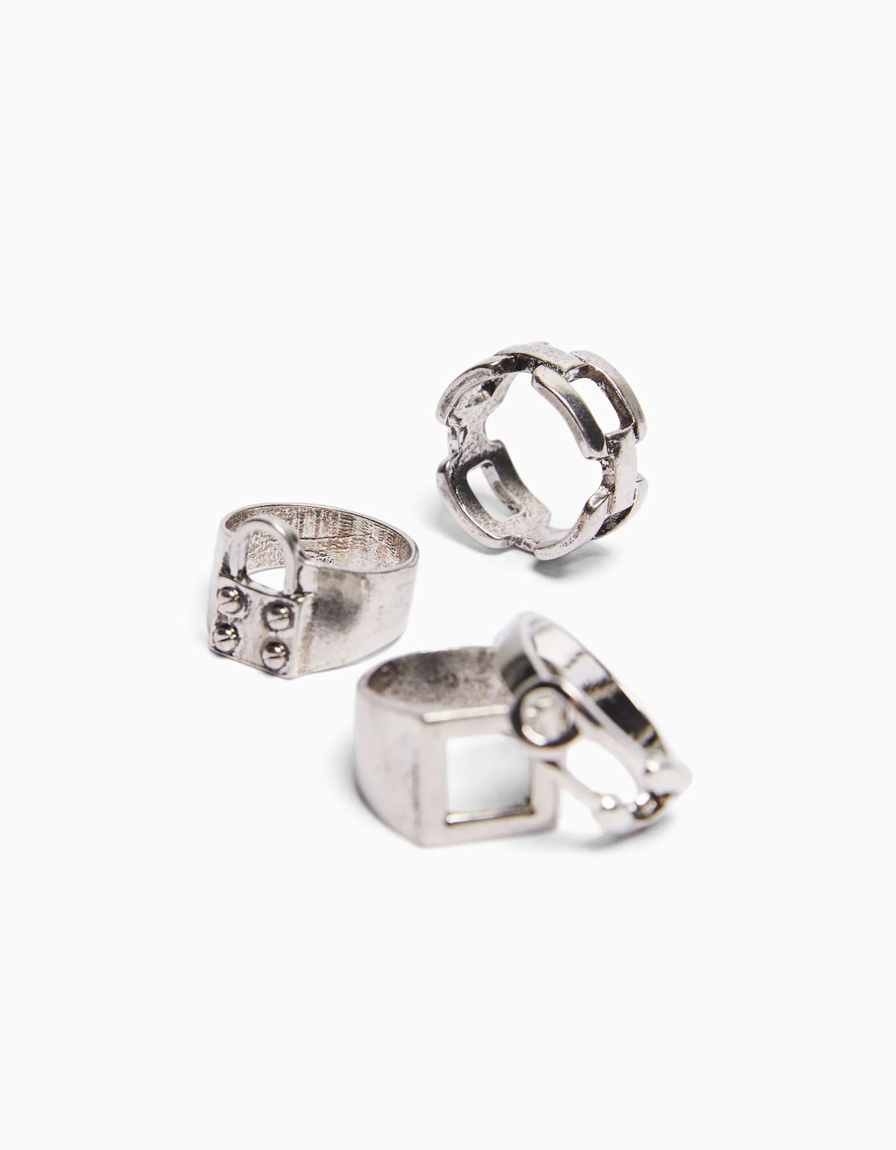 BERSHKA Lot 4 bagues cadenas chaîne Argent Fashion
