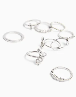 BERSHKA Lot 9 bagues edgy Argent Sale
