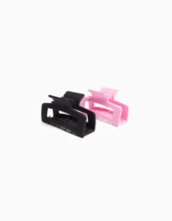 BERSHKA Lot 2 barrettes basiques Rose Discount