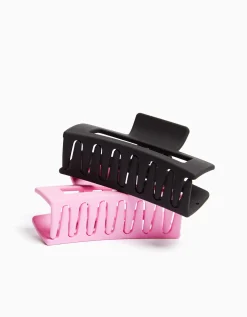 BERSHKA Lot 2 barrettes basiques Rose Discount