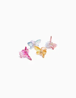 BERSHKA Lot 4 barrettes cheveux papillons colorées Violet New