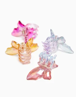 BERSHKA Lot 4 barrettes cheveux papillons colorées Violet New